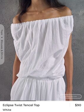 Eclipse Twist Tencel Off-Shoulder Top - White - Brand New - Hemi Blurr